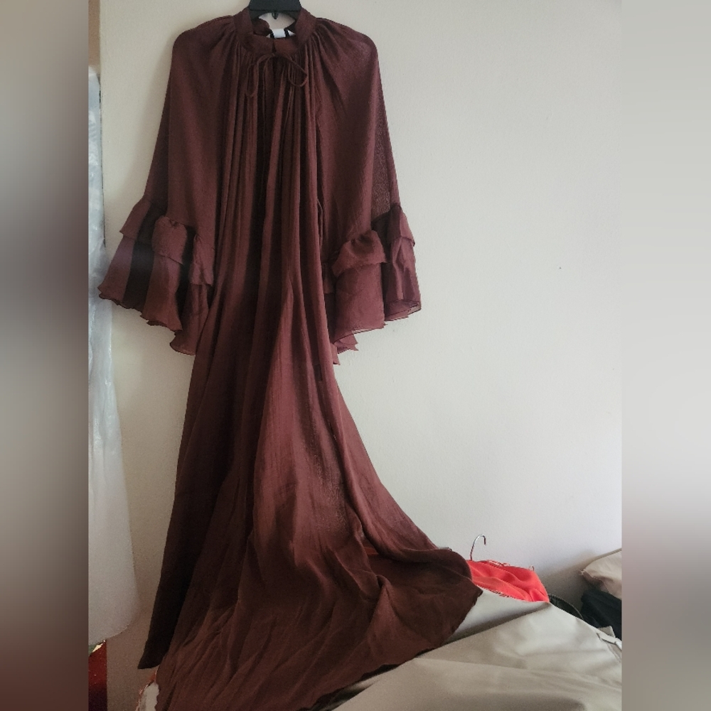 H&m flounced Maxi dress h&m edition ruffled dark red-brown. - Picture 4 of 10